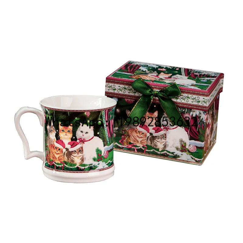 

Керамическая кружка для кофе с ложкой PYJ Christmas Coffee Mug with Spoon Ceramic Cup Saint - 4 шт.