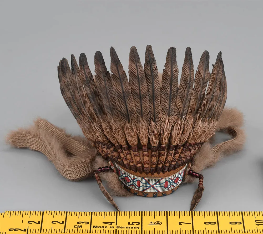 TBLeague PL2022-196B Female Hunter Warrior Mohegan Brown Royal Feather Decor Helmet Head Crown Fit 12\