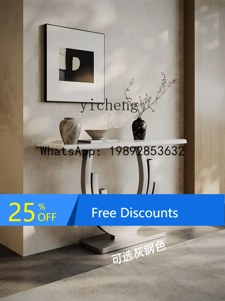 

light luxury style luxury stone entrance hall entrance table villa living room modern simple stainless steel base decoration