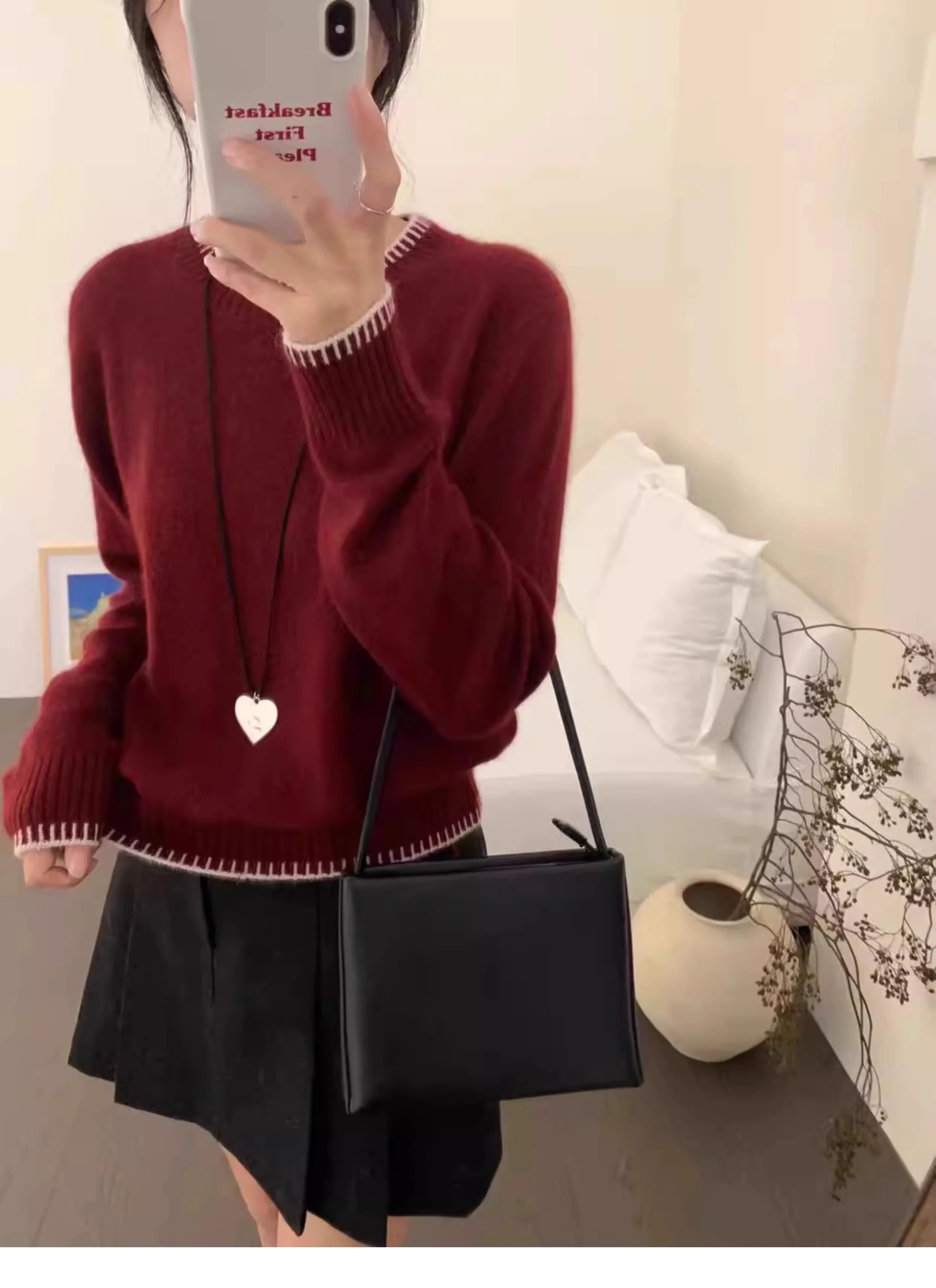 100% カシミヤセーター女性のラウンドネックグレーセーター新しいヨーロッパカシミヤハイエンドニット底秋と冬