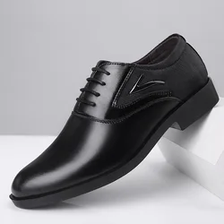 Men Fashion solid Color Lace Up Casual Business Shoes Non Slip Formal Office Event Shoes For Men