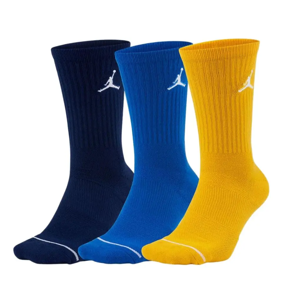 Nike Basketball Socks: AJ Jordan Mid-Calf Socks for Men and Women, Breathable, Moisture-Wicking, Terry Sole, 3-Pack SX5545-912