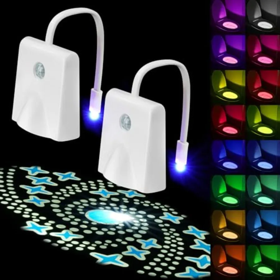 Motion Sensor Toilet Night Lights with Star Projector