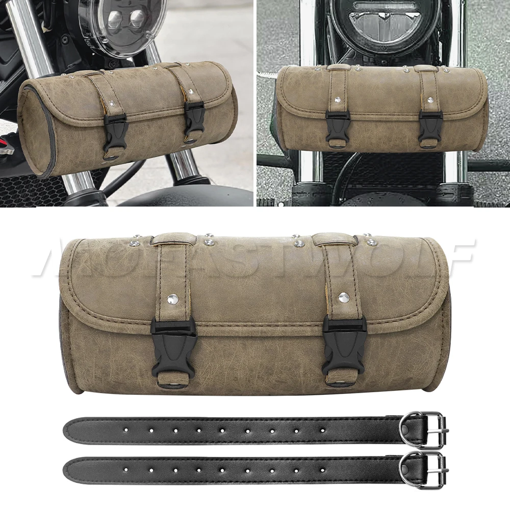 Waterproof PU Leather Saddle Bag Multifunctional Motorcycle Handlebar Front Saddle Hanging Storage Luggage Accessory