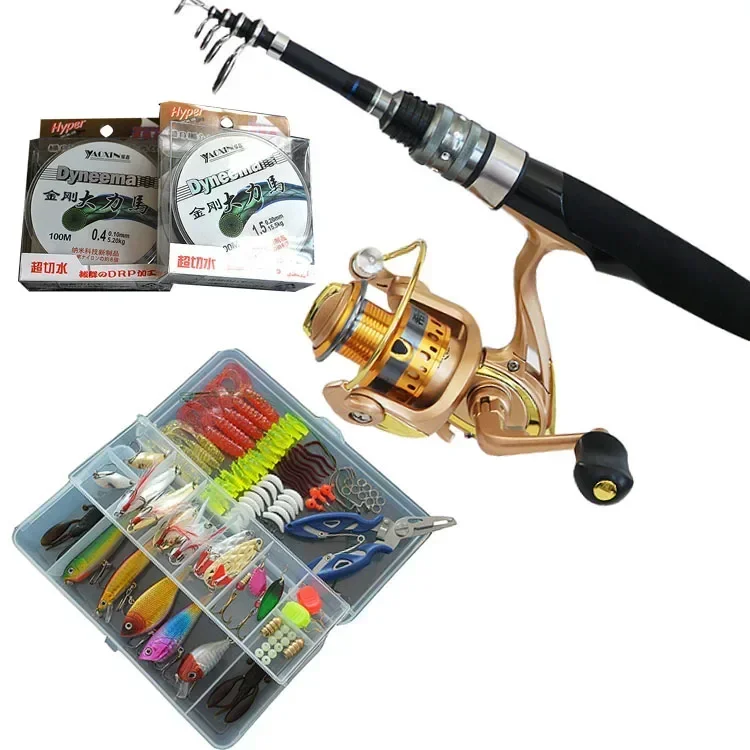 Rod and Reel Combination Set Spinning Wheel Soft Bait Fishing Gear Set Telescopic Rods Reel Combo Ocean Rock Fishing Rod Set