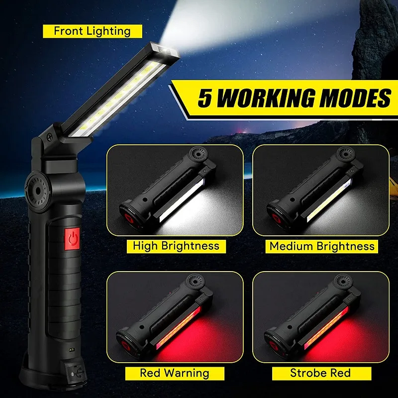 Poderosa Luz De Trabalho LED Auto Repair Light Luz De Emergência Ao Ar Livre 5 Modos Lanterna Camping Light Tocha Impermeável