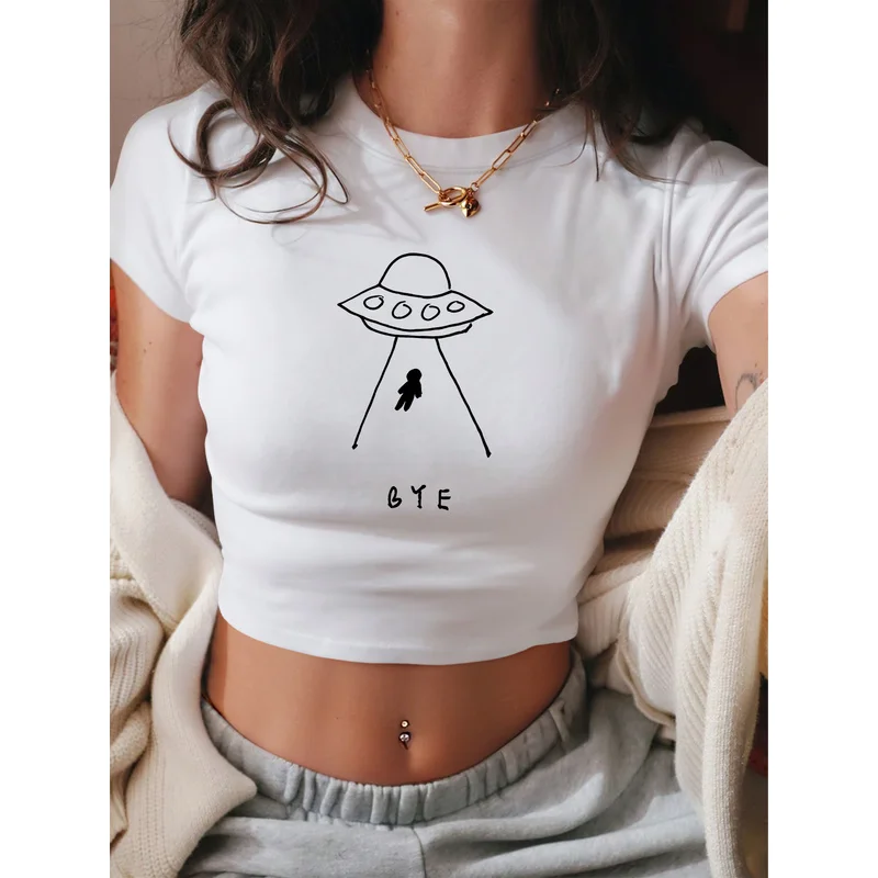 slim-fit, short-sleeved top Retro and Millennial Style Y2K American-style spicy girl outfit versatile top