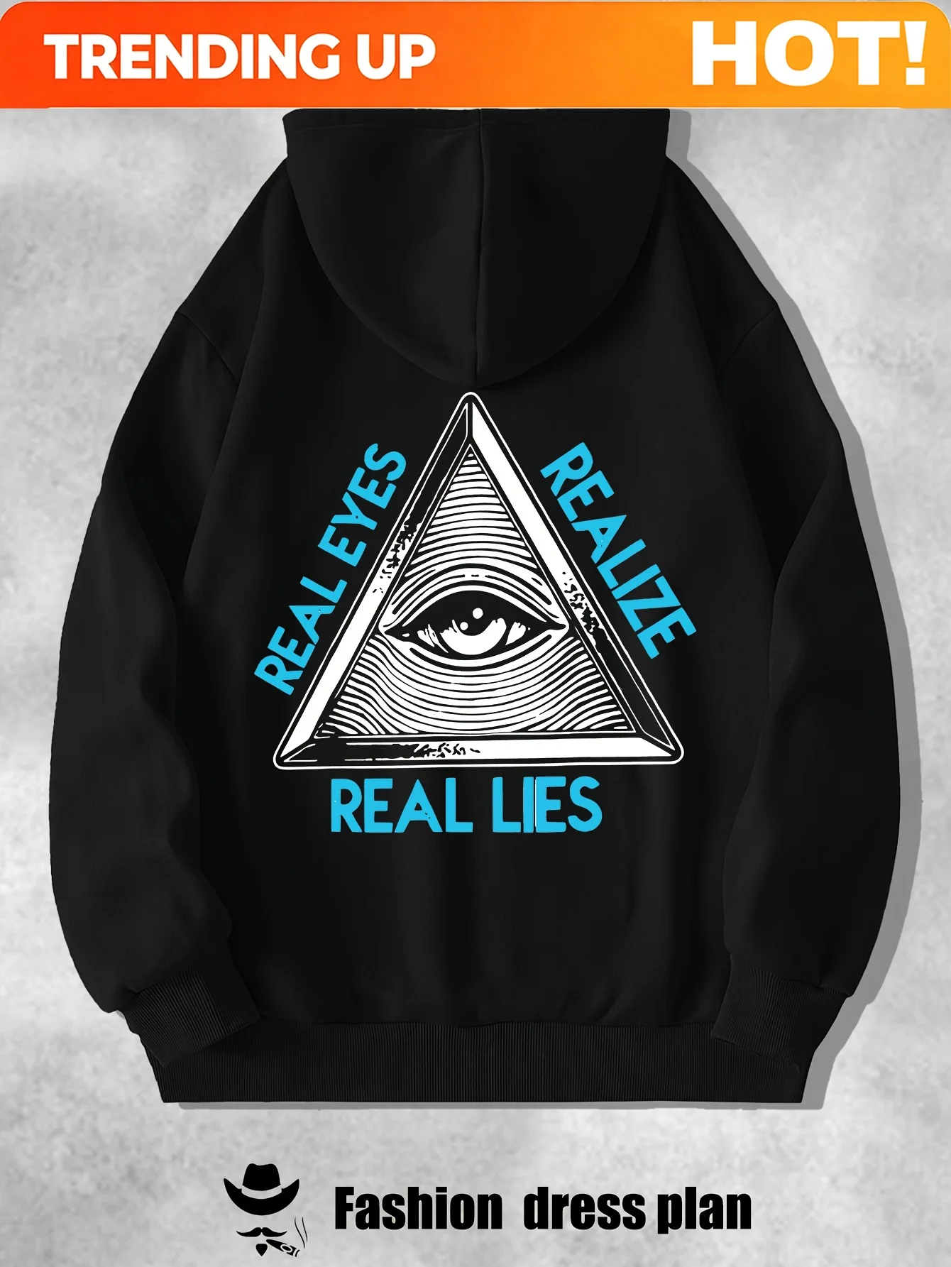 Customization Men's & Women's Lightweight Cotton Blend Hoodie - REALIZE TRUE LIES Eye Graphic Black & Purple Pullover Sweatshirt