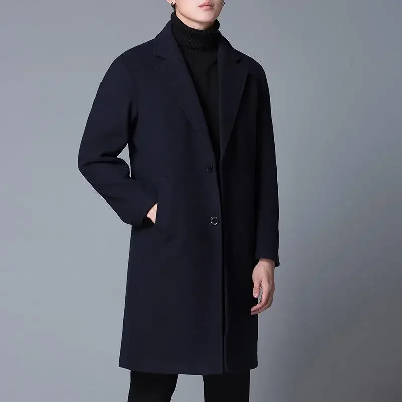 

Men Woolen Blend Coat Casual Long Quilted Jacket Thick Business Overcoat Male Button Wool Suit Coat Winter Windbreaker Plus Size