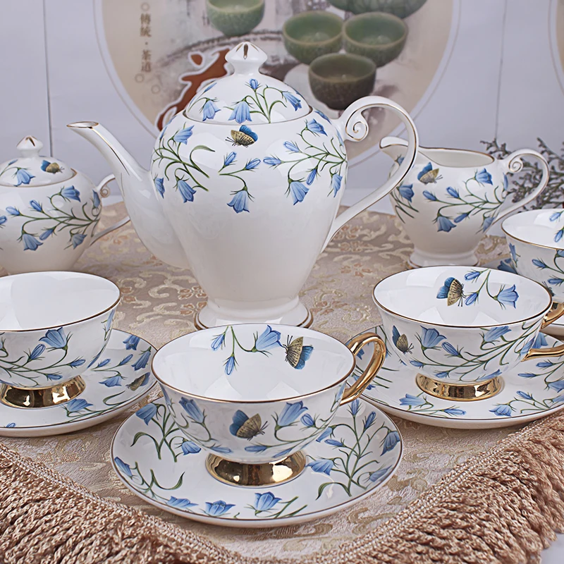 English bone china coffee set afternoon tea set 15 pcs European coffee cup plate wedding birthday gift