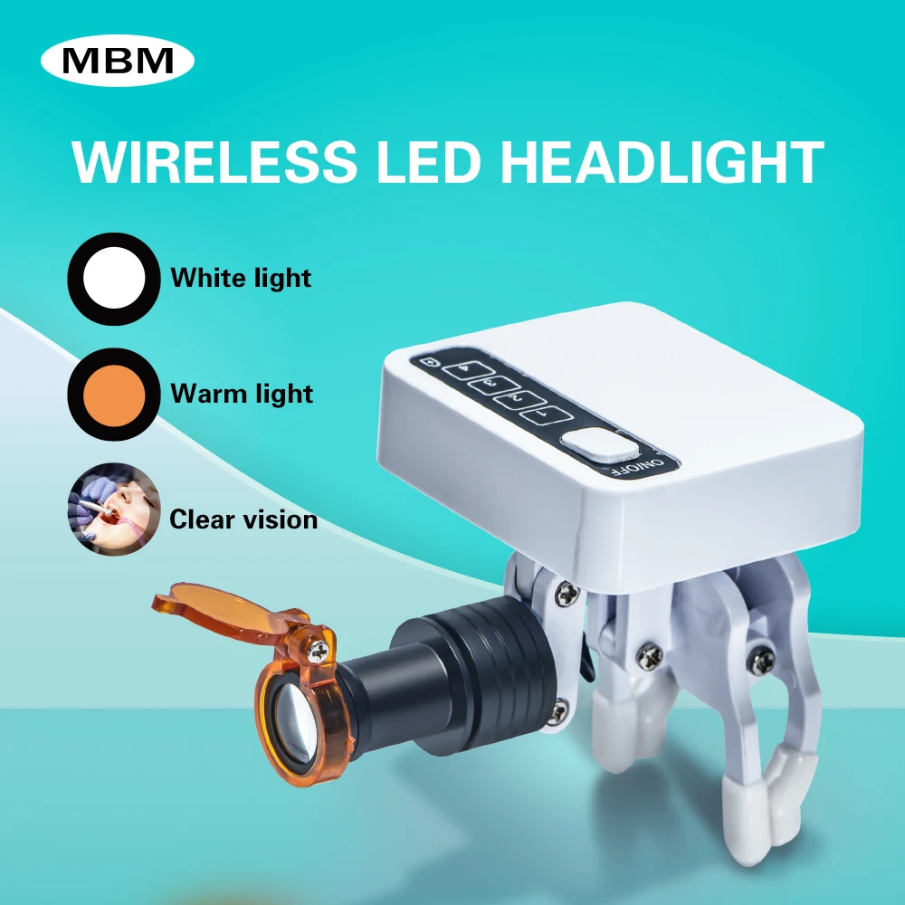 MBM Wireless Led Headlight for Surgery Dental Loupe 5W Spotlight with 2 Magnetic Rechargeable Batteries Dental Supply