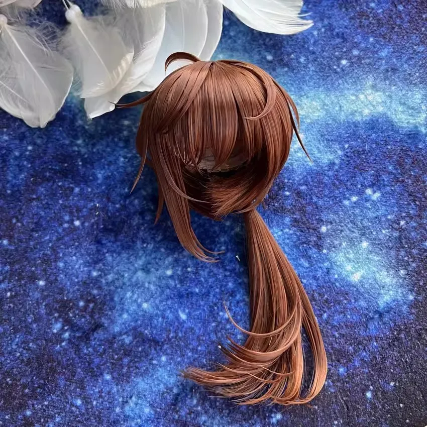 Hot Anime Role Cos Handmade Brown Styling Hair 1/3 1/4 1/6 BJD Hair Wig Horsetail Cosplay KN Gift