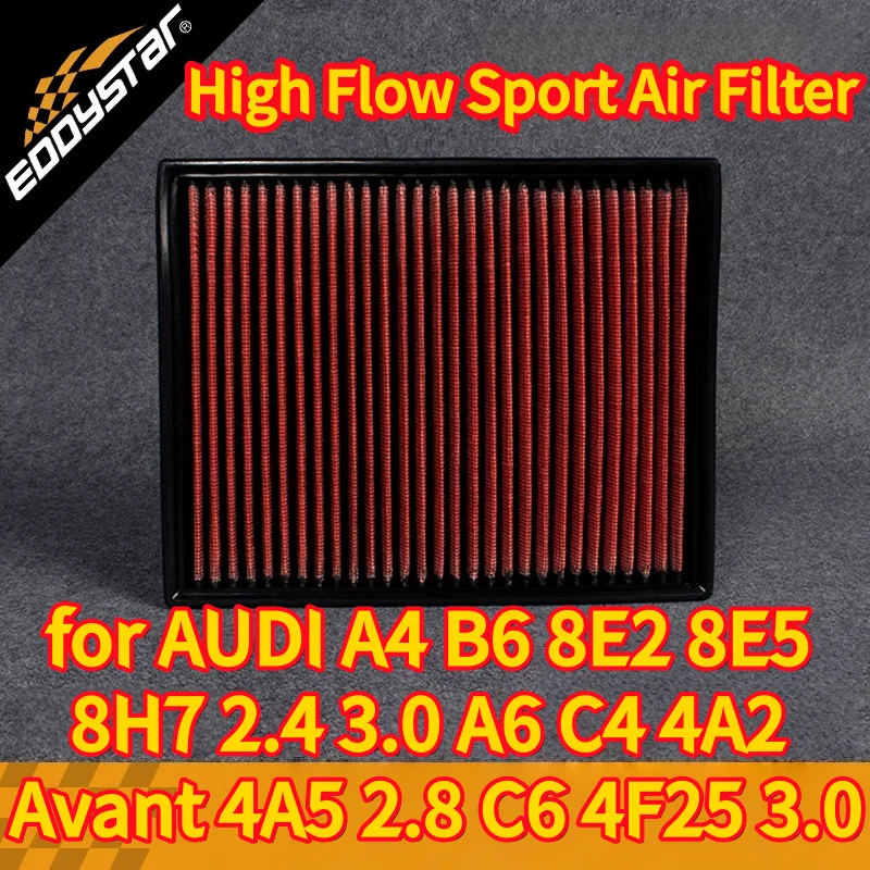 

Спортивный воздушный фильтр с высоким расходом для AUDI A4 B6 8E2 8E5 8H7 2.4 3.0 A6 C4 4A2 Avant 4A5 2.8 C6 4F25 3.0 Моющиеся гоночные впускные фильтры