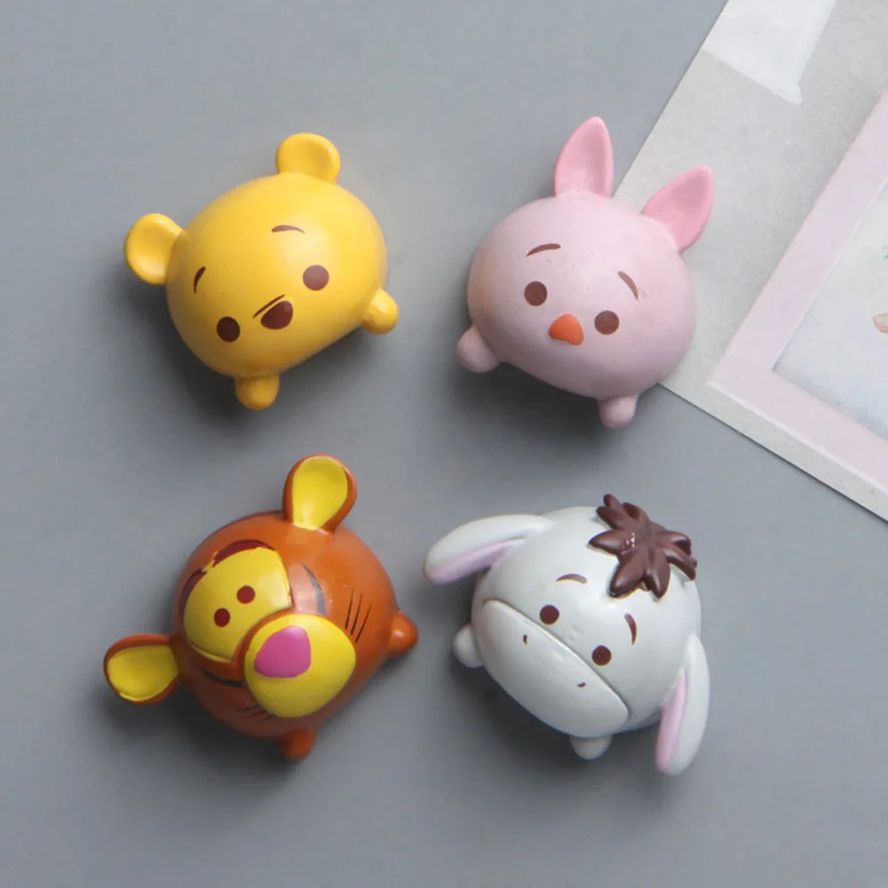 Großer Kopf Winnie the Pooh Tiger Ferkel Kühlschrank Magnet Kawaii Puppen Action figuren Eeyore Kühlschrank Magnet Sammlung Hottoys