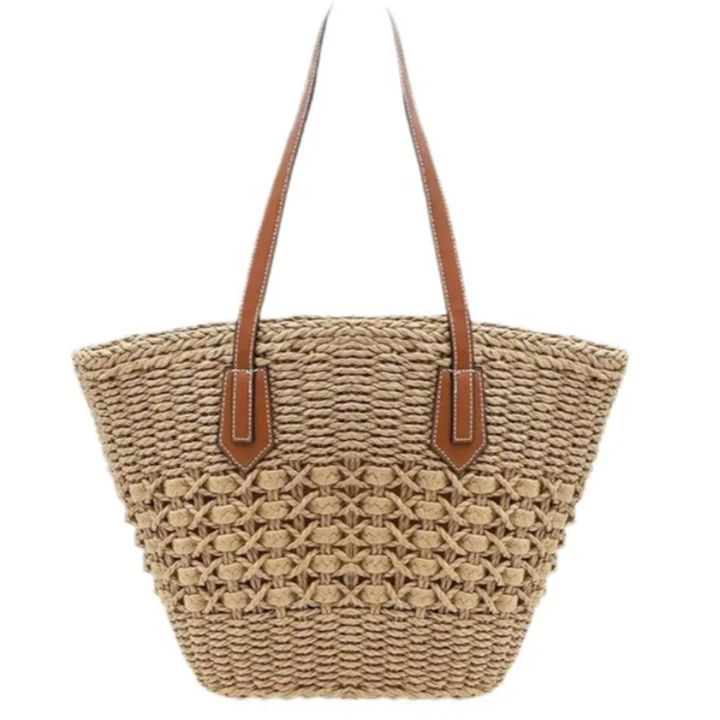 New Women's Straw Shoulder Bag Large Rattan Crochet Woven Totes Summer Travel Beach Handbag Hollow Handmade Top Handle Purse - view 5