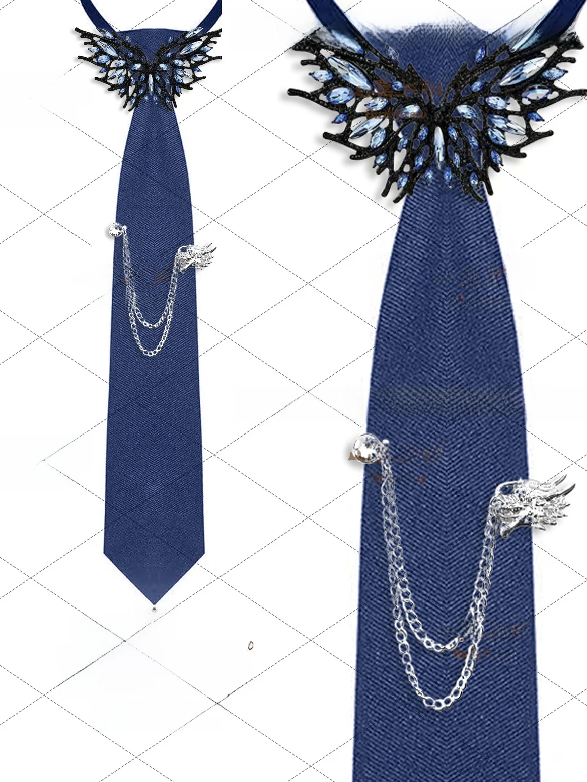 decorative-jk-irt-tie-with-diamond-chain-college-sle-k-blue-suit-accory-korean-version-arrow-pe-tie-by-zhipu