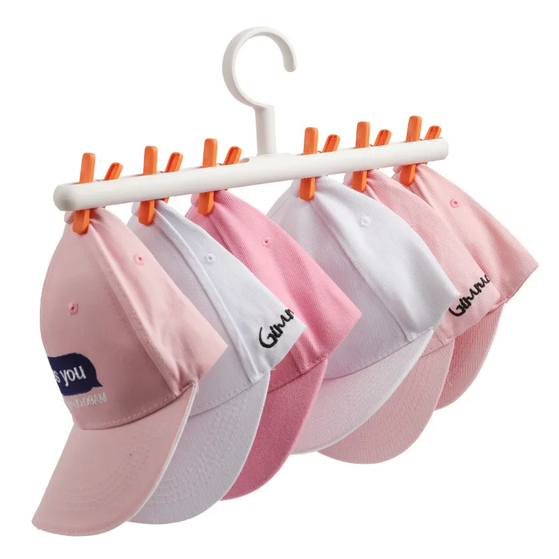 6 Clips Hats Socks Organizer Rack Hanging Peaked Cap Scarf Storage Rack Hanger Multifunctional Closet Wardrobe Storage Holder