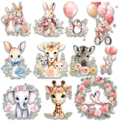 Rabbit Zebra Giraffe Elephant Red-crowned Crane Panda Flower Aestheticism Iron-on Transfers for Clothing Bright Color Diy Craft