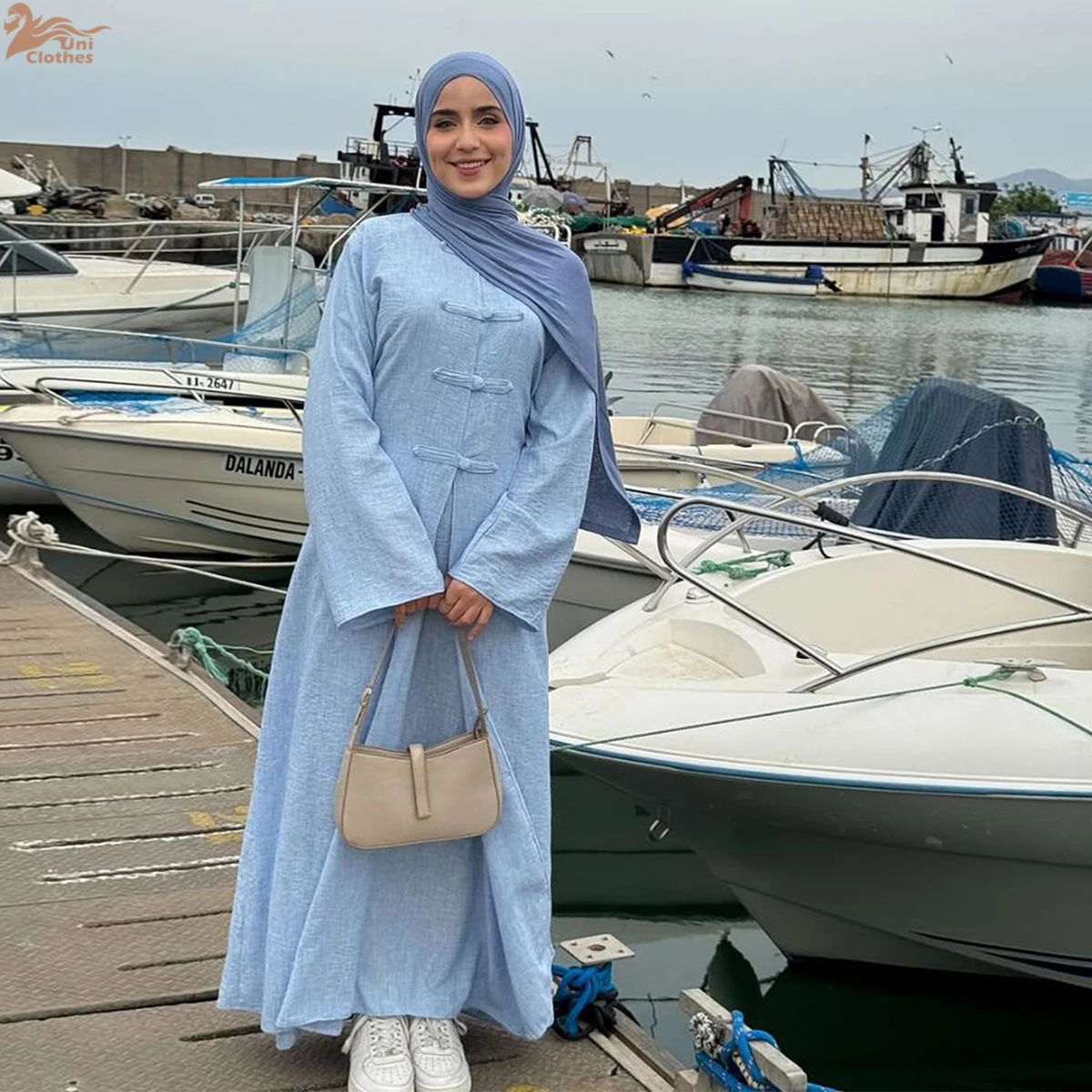 ملابس إسلامية عباية 2026 فساتين نسائية عباية مفتوحة من الأمام وفستان داخلي 2 قطعة طقم عباية عباية نسائية فستان إسلامي عيد رمضان #4