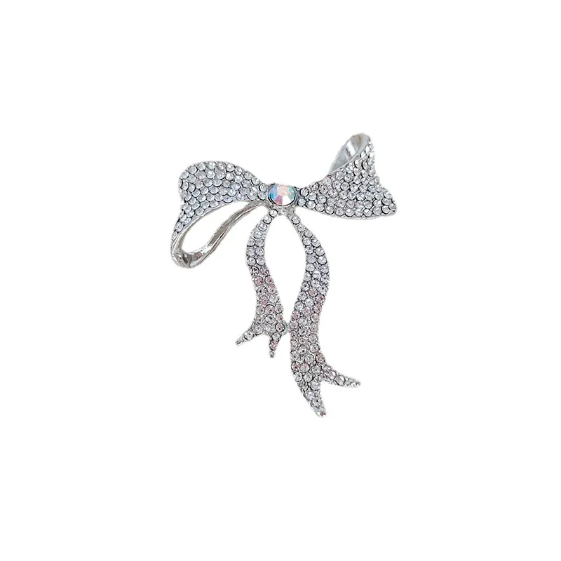 

Simple Elegant Crystal Bowknot Brooches for Women Classic Full Rhinestone Bow Party Office Brooch Pins Anti-glare Gifts Jewelry