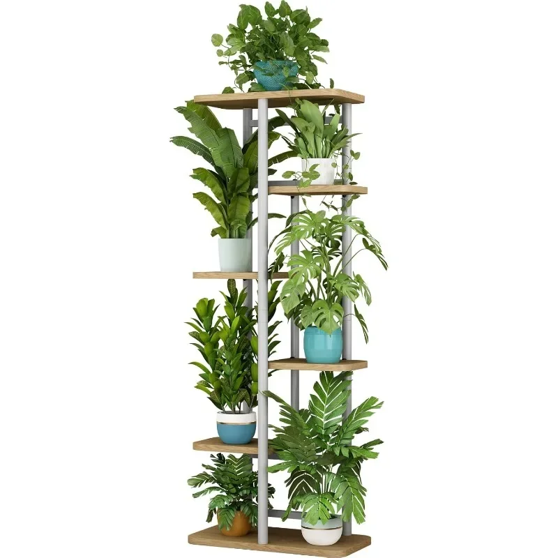 Plant Stand 6 Tier 7 Potted Multiple Flower Pot Holder Shelf Indoor Outdoor Planter Display Shelving for Patio Garden Corner