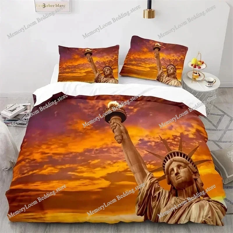 

Art Style Unique Statue of Liberty Bedding Set Queen/King Size Duvet Cover Comforter Soft Bed Sheet Set Home Decor Luxury Gift