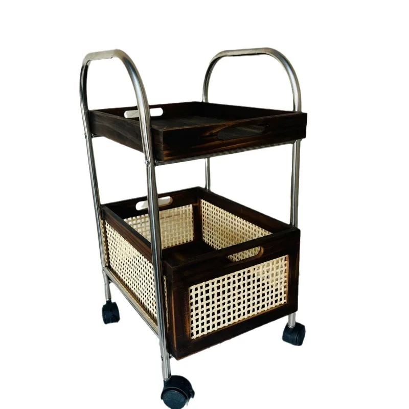 

DIY stainless steel wheeled trolley living room Nordic ins medieval removable sofa side coffee table storage rack