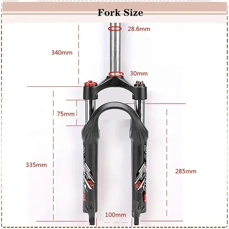 BUCKLOS 20 Inch Folding Bike Fork Travel 50mm BMX Suspension Fork 9*100mm Quick Release Oil Spring Fork Disc Brake Bicycle Parts