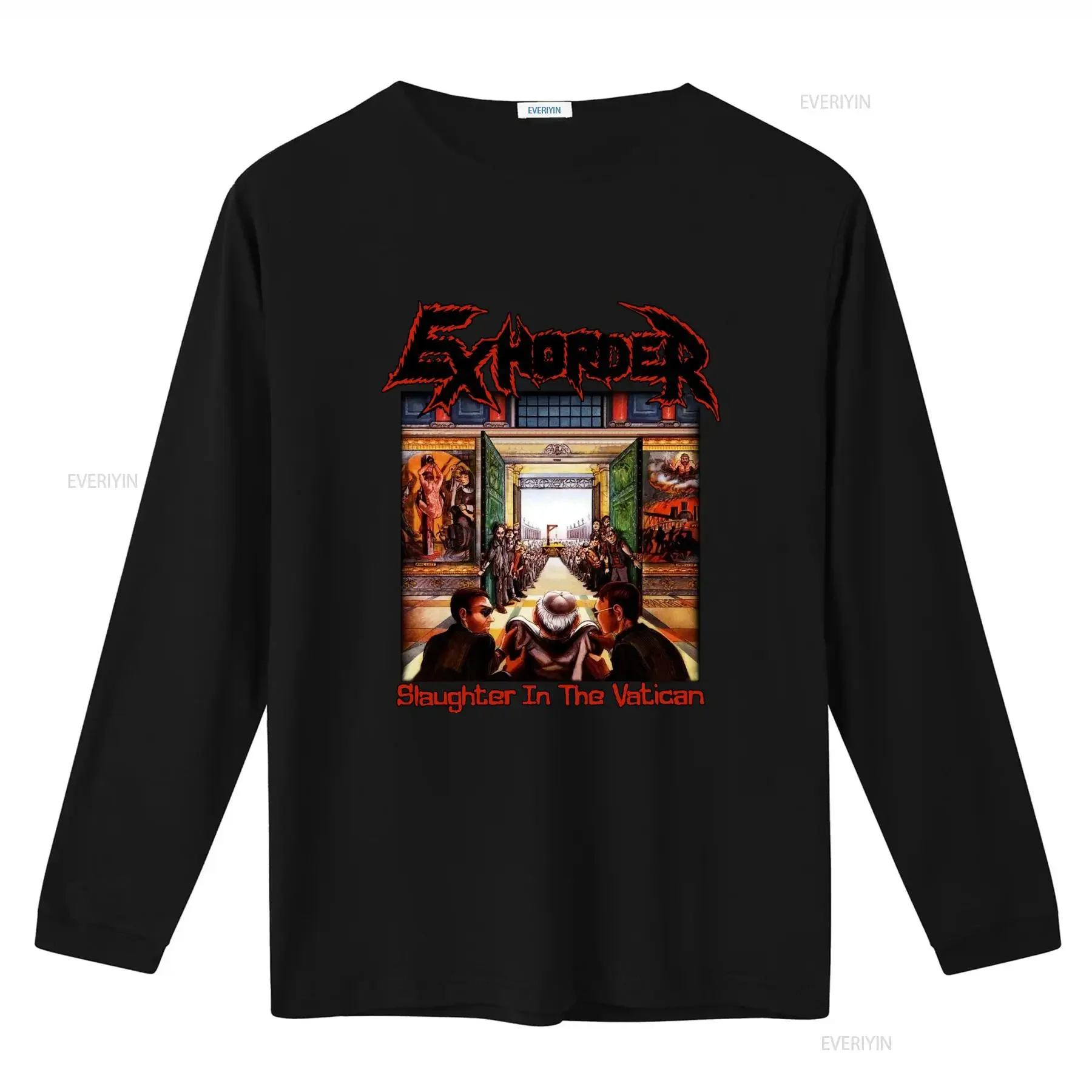EXHORDER SLAUGHTER IN THE VATICAN Print T Shirt for Men Black Sizes 345XL vintage Washed Stylish Versatile Stretched homme