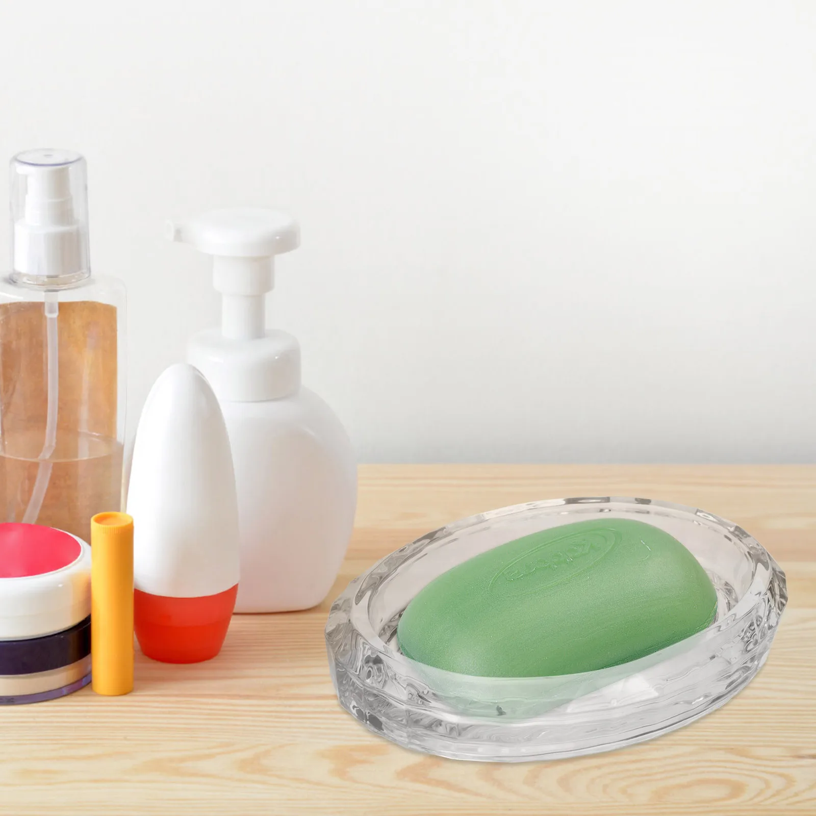 

Transparent Glass Soap Box Oval Soap Container Bathroom Wash Drainer Bathroom Soap Storage Case Soap Holder for Bathroom Shower