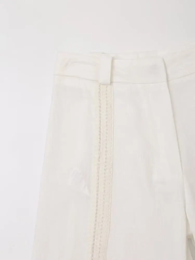 Pantalones rectos con bolsillos laterales para Mujer, pantalón informal, Retro, cintura alta, con cremallera, 2024