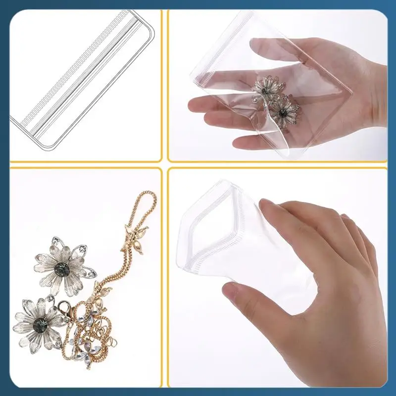 AB02 80 Pcs Jewelry Bags PVC Plastic Packing Storage Pouch Self Seal Jewelry Pouch Zipper Bag Anti Oxidizing Lock Pouches
