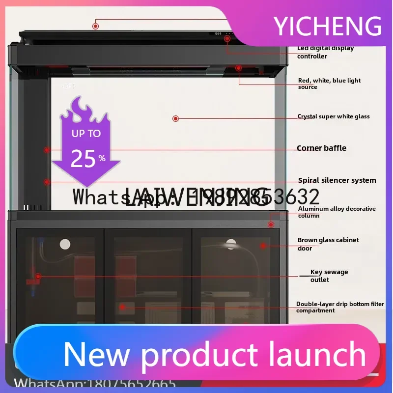 

Large fish tank aquarium, filtered under ultra-white glass, no water change