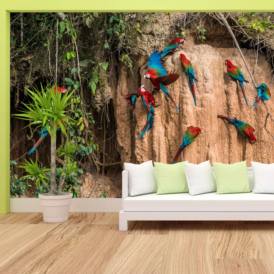 

Custom Landscape Parrot Interior Room Wall 3d Wallpaper Home Walls Paper Decor for Living Room Peel Stick PVC Vinyl Printings