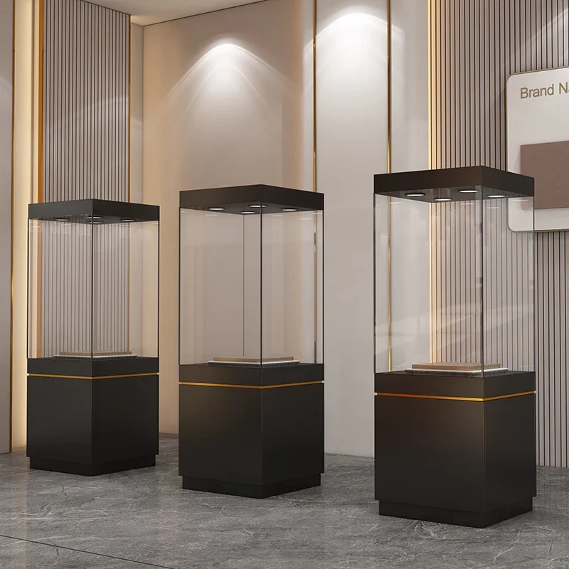 Wooden Museum Antique Display Cabinet Figure Relics Display Cabinet Jewelry Glass Cabinet Product Model Exhibition Show