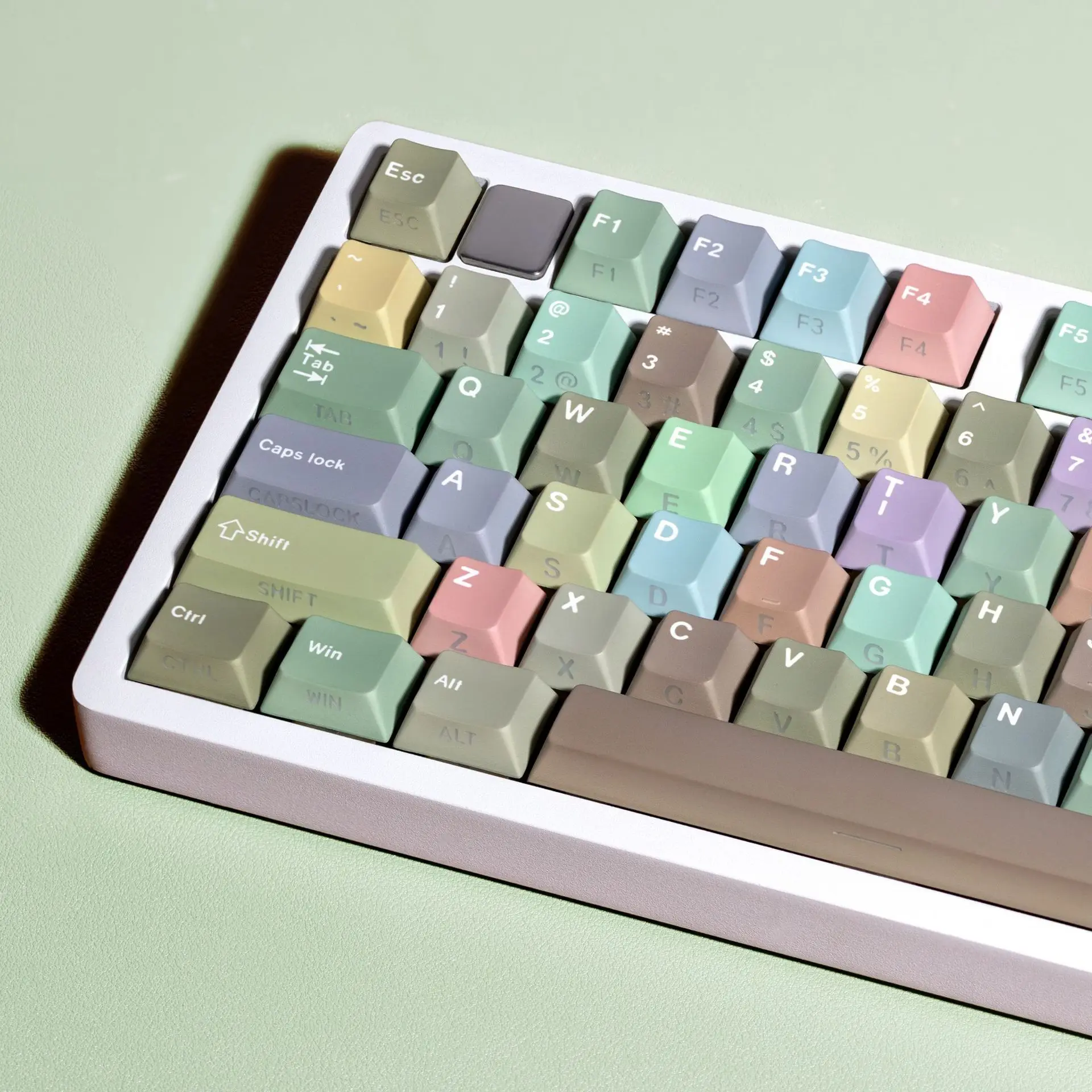 Morandi V2 double engraving light transmission Pbt original full set of keycaps Korean Russian phonetic European small language