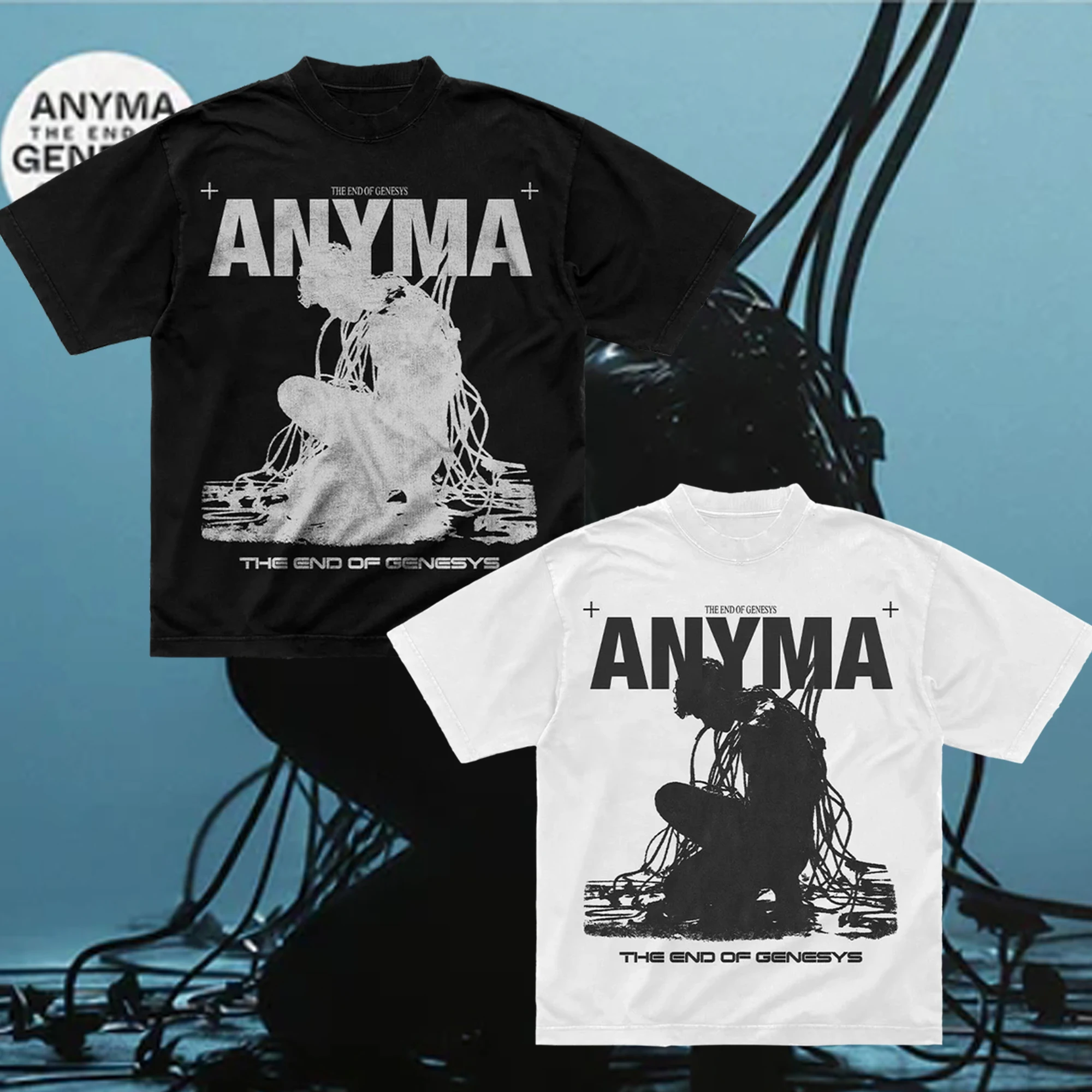 2025 Summer Dj Anyma THE END OF GENESYS Men Cotton Short Sleeved T-shirts for Fan High Quality Unseix Oversize T-shirt