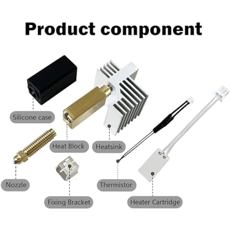 

TTKK- Hotend для латунного сопла из углеродистой закаленной стали Centauri в комплекте, 0,6 мм, плюс 2 силиконовые крышки и 2 матовых сопла