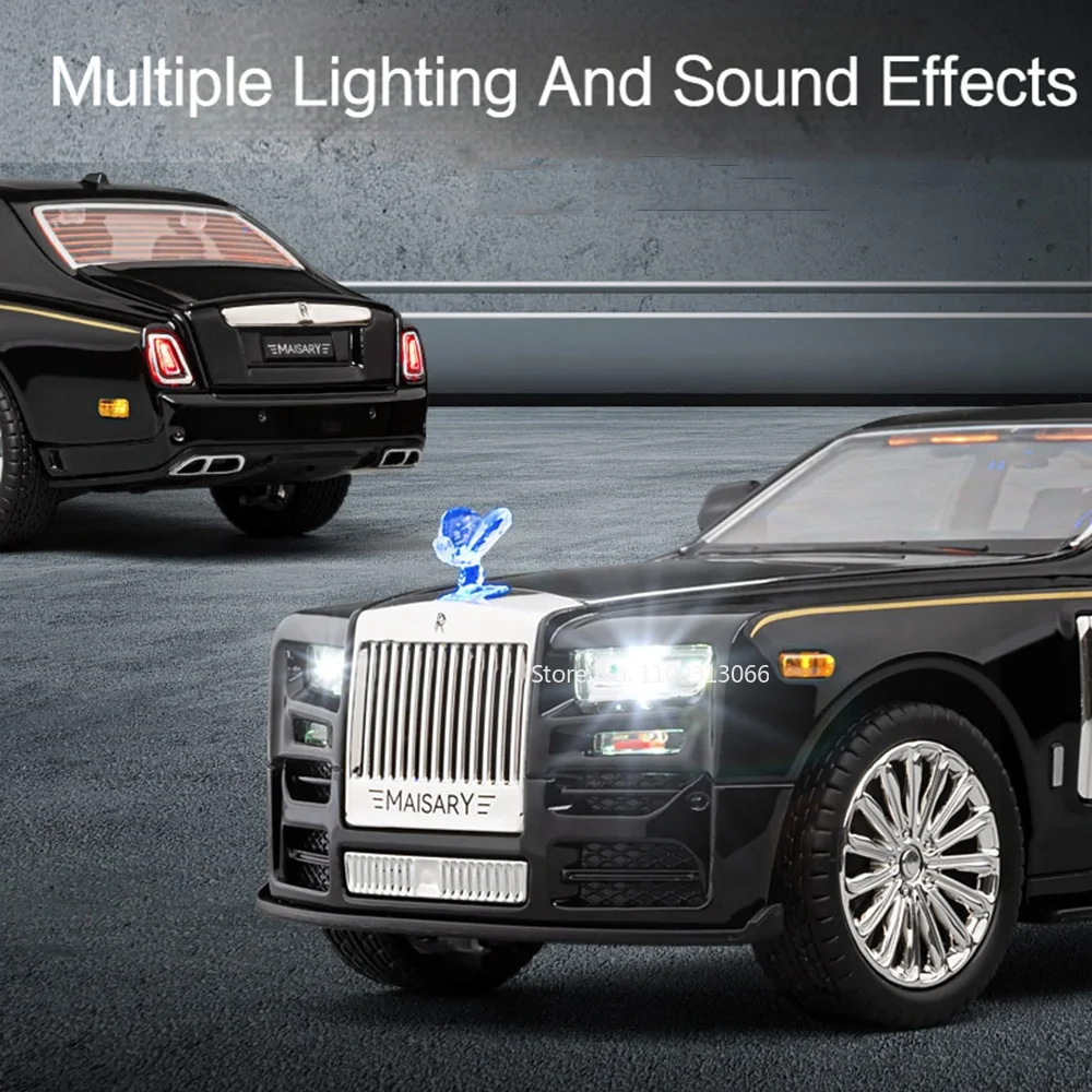 1:22 Scale Rolls Royce Phantom Alloy Diecast Toy Models Cars with Light Sound Vehicle 6 Doors Can Opened Car Toys for Kids Adult