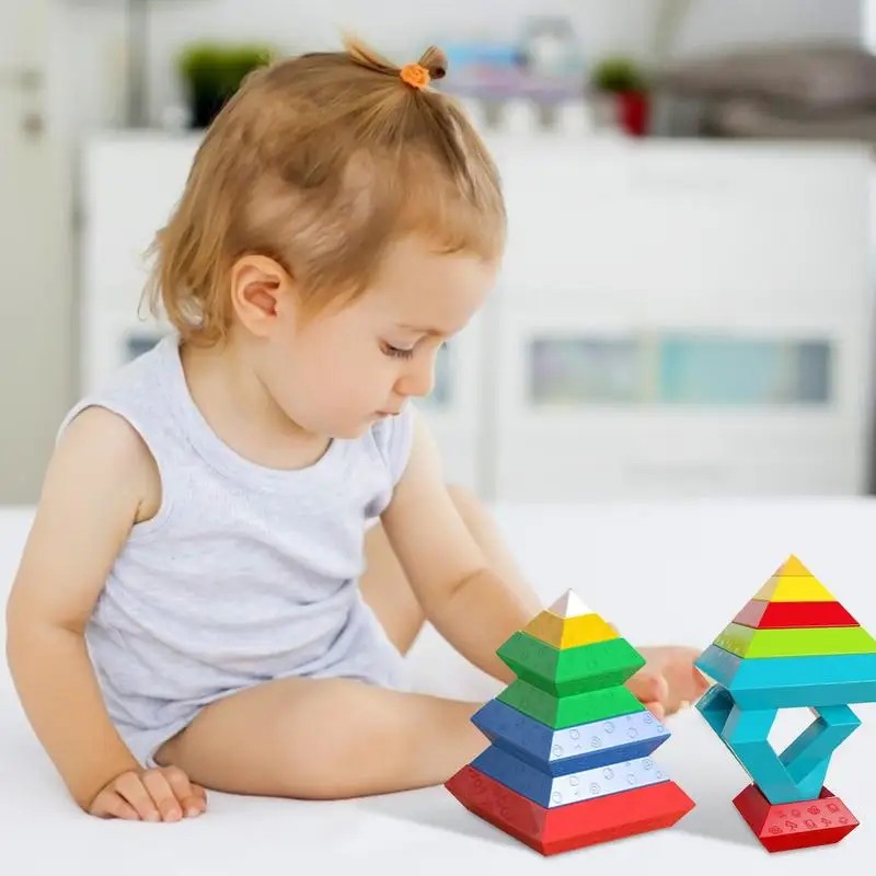 Juguetes apilables para niños pequeños, bloques de construcción apilables, juguetes educativos duraderos, juguetes sensoriales para niños de 1 año