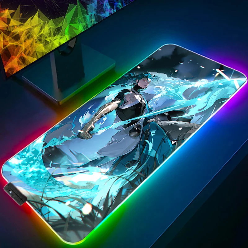 

Wuthering Waves Jiyan Mouse Pad LED Luminous Mousepad RGB Laptop Gaming Anime Keyboard Rug PC Gamer Cabinet Desk Mat XXL Carpet