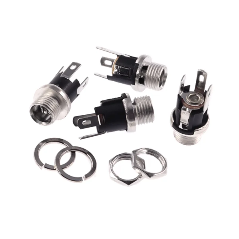 5pcs 5.5x2.1mm 5.5 X2.5mm DC Power Supply Jack Socket Female Panel Mount Connector Plug Adapter 2 Terminal Types Connectors