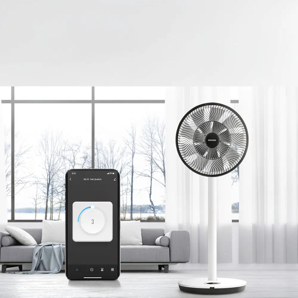Smart Ceiling Fan Speed Controller Zigbee For Tuya Switch Rotary Knob Dimmer Adjustable 5 Speed Digital Display Wall Mount AC