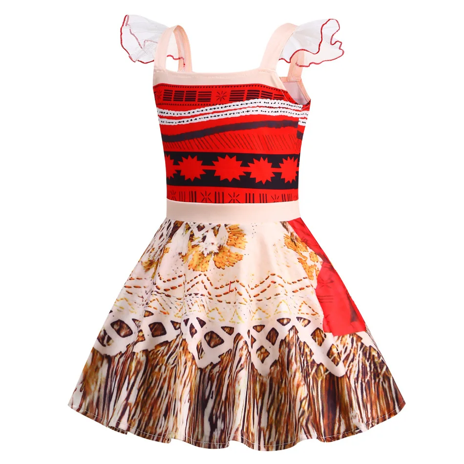 2024 Little Girl Casual Moana Dress Role Playing Ocean Adventure 2 Fancy Vaiana Halloween Princess Costume Summer Clothing Frock