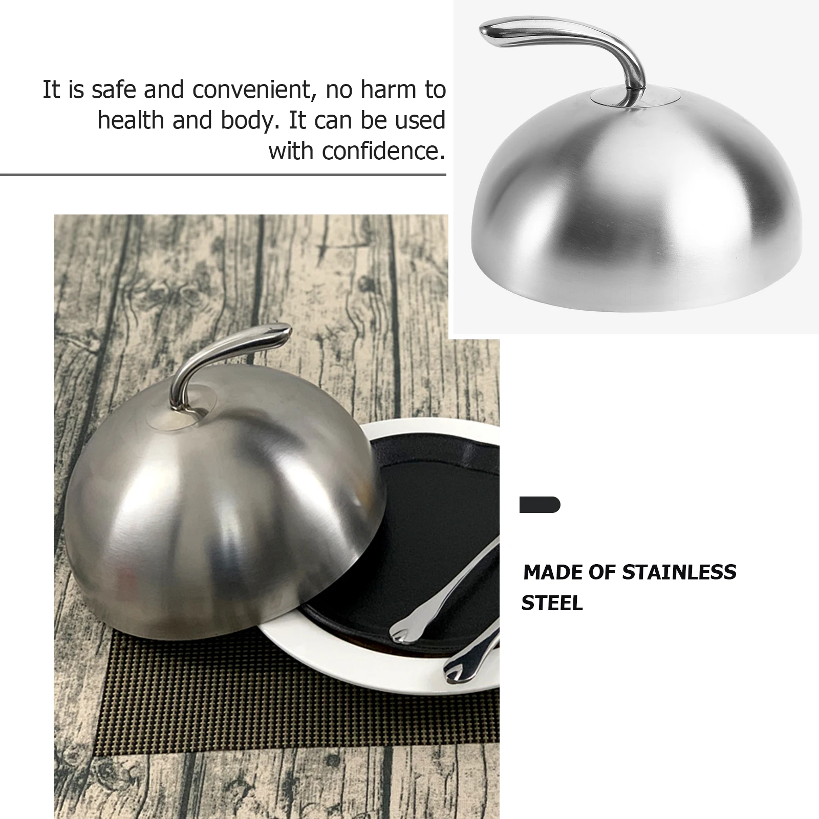 

1pc Round Oilproof Stainless Food Dish Protector Kitchen Supplies Steel Vegetable Dustproof Moisture-Proof Cover Household