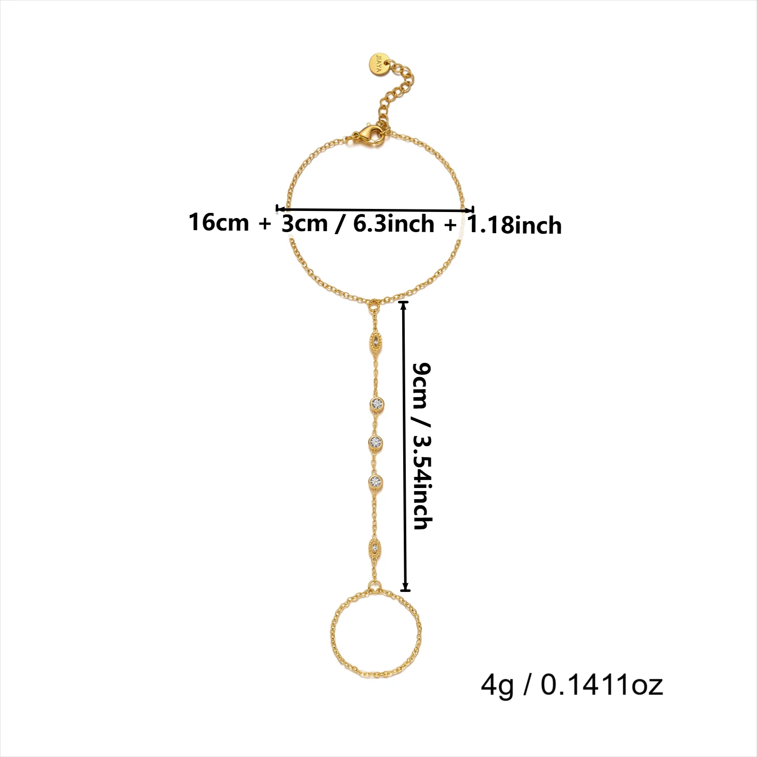 Minimalistisches CZ Edelstahl-Fingerarmband für Frauen Luxuriöse Braut Mehrlagige Handketten Party Hochzeit Schmuck Geschenk Wasserdicht – Detail 18