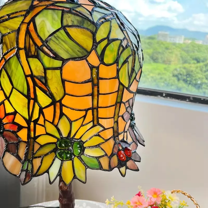 14 inch sunflower American pastoral stained glass bedroom study decorative desk lamp