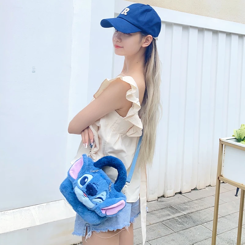 Disney Tianmei Yi Stitch Co Branded Prominent Bag Plush Portable Small Square Bag Women's Autumn One Shoulder Crossbody Bag