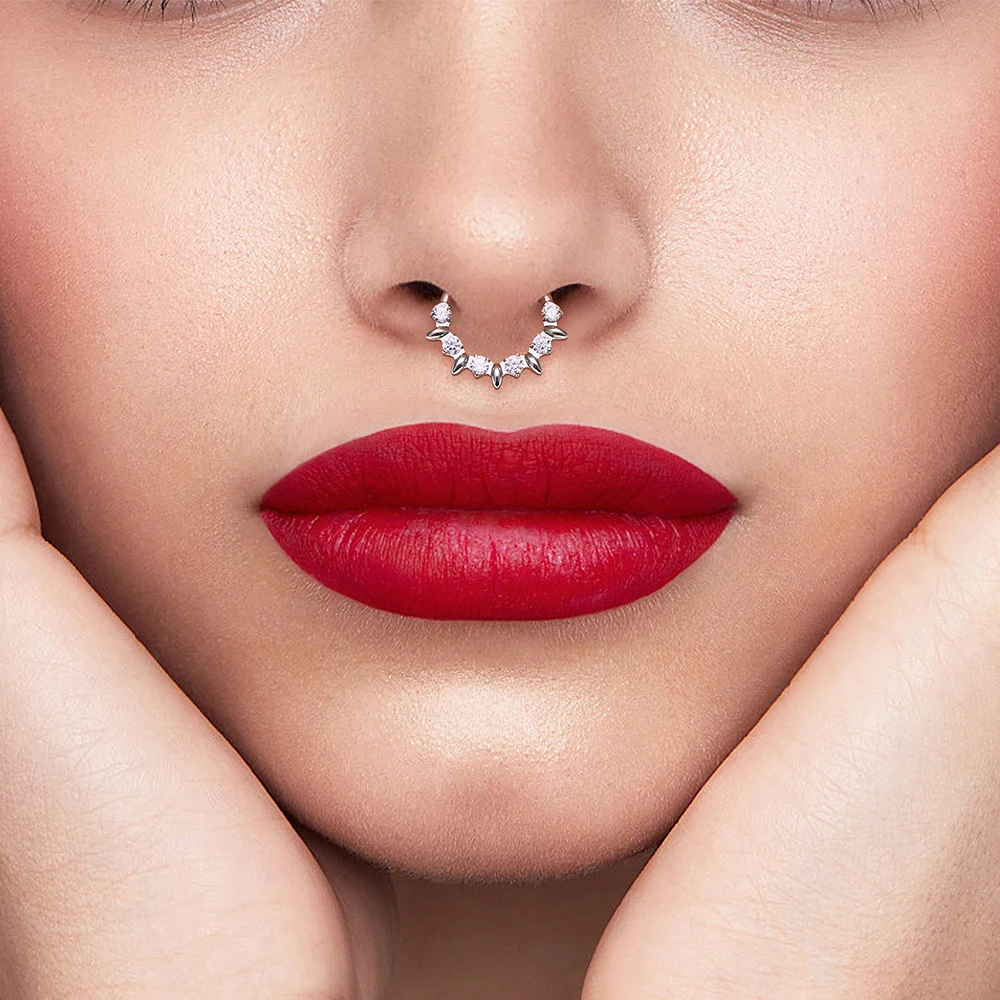 ASTM F136 Titan Birnenförmiger Zirkonia Nasenring 16G Klappbarer Clicker Segment Daith Ohrring Hoop Septum Knorpel Conch Helix Piercing Schmuck – Detail 34