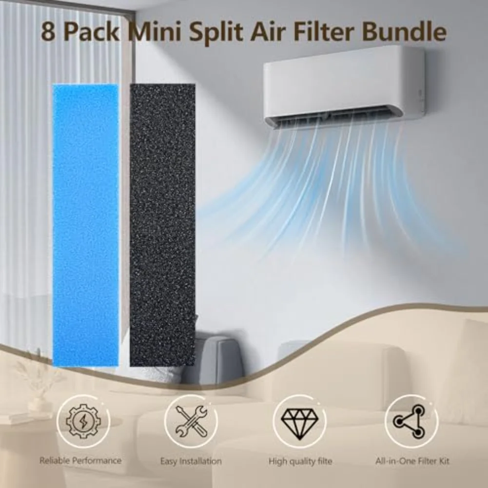 Split AC Air Filters Lytic Enzyme Activated Carbon Set For Mitsubishis MAC-s 2330FT E MAC-s 3000FT E Clean Air Easy Install